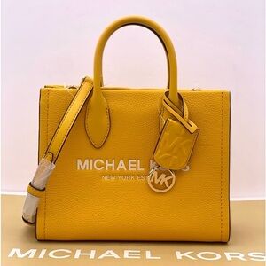Michael Kors Mirella Small Shopper Top Zip Tote Crossbody Jasmine Yellow